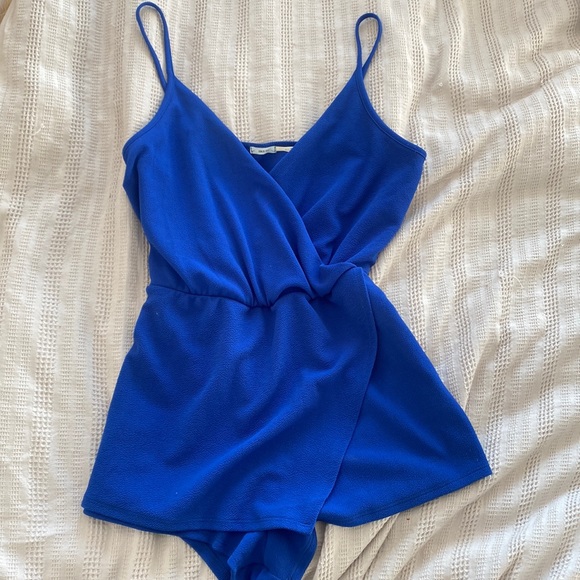 Royal blue mini skort romper - Picture 1 of 3